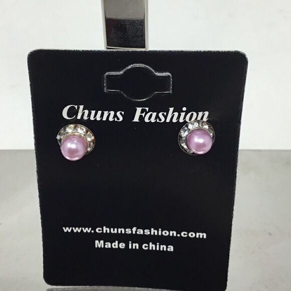 Purple Imitation Pearl Starburst Earrings (H15) - Picture 1 of 4
